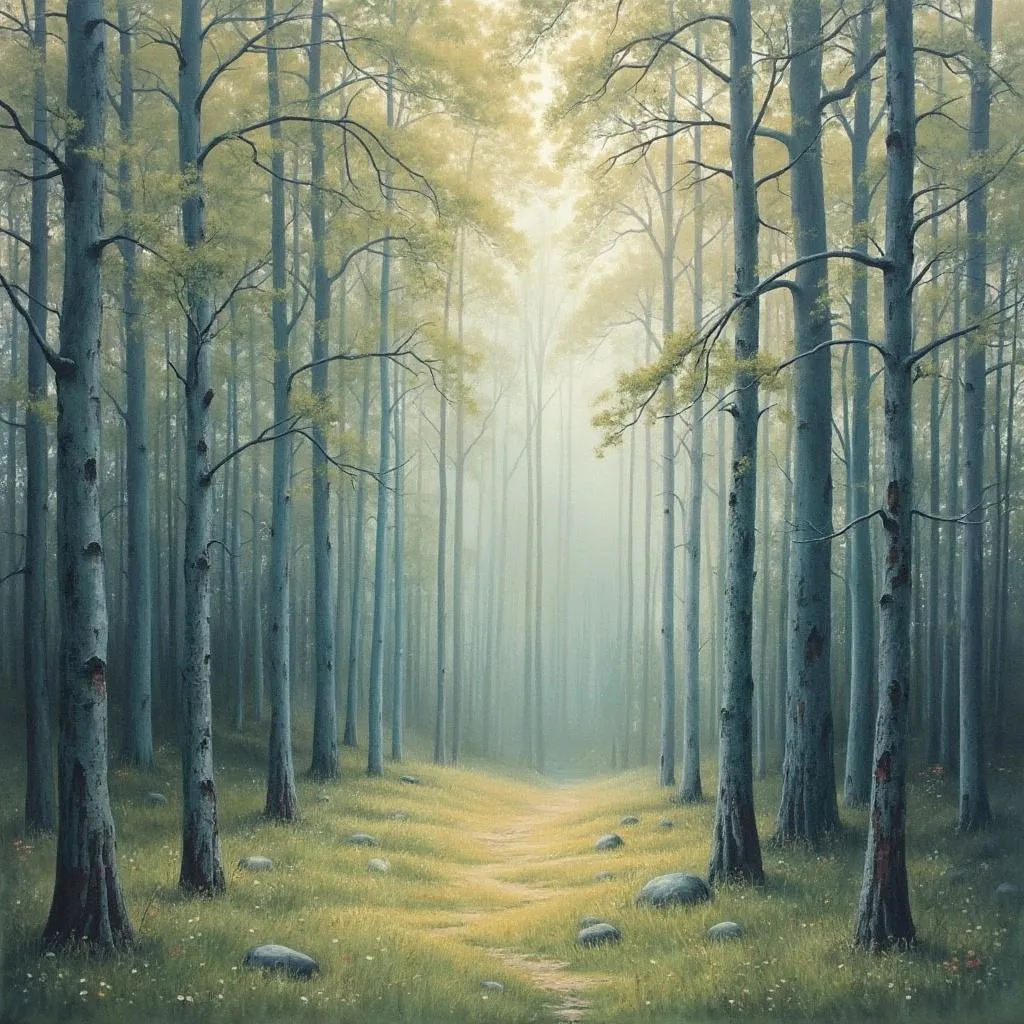 Retraite en forêt aux teintes pastel